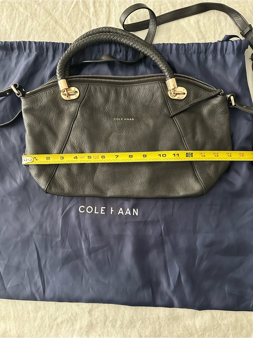 Cole Haan Black Leather Satchel - Picture 3 of 4